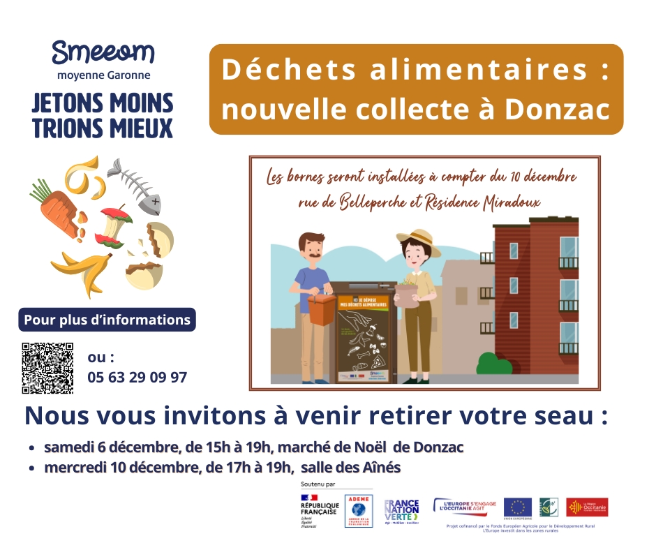 Déchets alimentaires : nouvelle collecte à Donzac. Les bornes seront installées à partir du 10 décembre rue de Belleperche et Résidence Miradoux