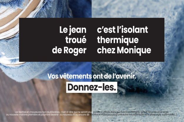 Affiche publicitaire sur le recyclage des textiles