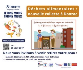 Déchets alimentaires : nouvelle collecte à Donzac. Les bornes seront installées à partir du 10 décembre rue de Belleperche et Résidence Miradoux